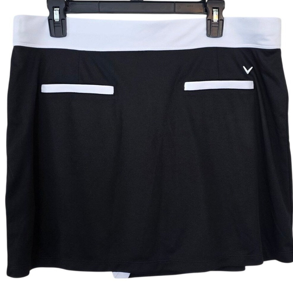Callaway Opti-Dri Golf Skort Womens XL Black White Wrap Front Athletic SU36187